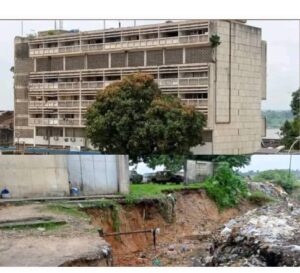 Kisangani : une érosion menace dangereusement l’immeuble de la SNEL